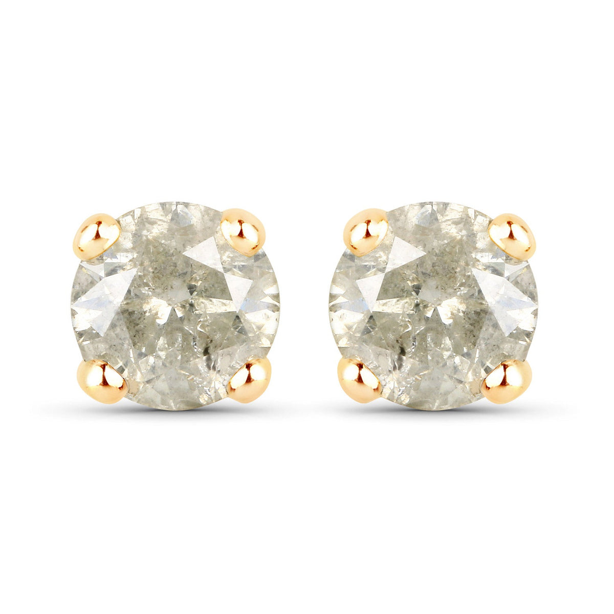 Pendientes de oro amarillo de 14 quilates con diamantes LB auténticos de 1,16 quilates