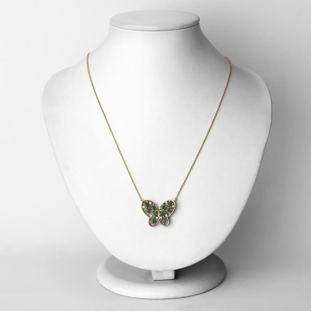 Collar de plata de ley .925 con esmeralda genuina de 1,56 quilates y circonita blanca