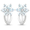 1.54 Carat Genuine Aquamarine and White Topaz .925 Sterling Silver Earrings