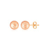 14K Rose Gold Ball Earrings with Linear Texture