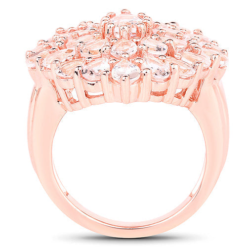 14K Rose Gold Plated 4.55 Carat Genuine Morganite .925 Sterling Silver Ring
