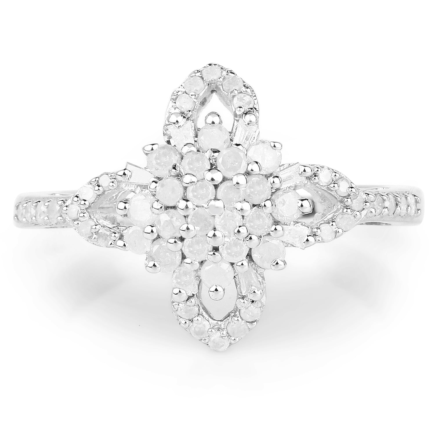 Anillo de plata de ley .925 con diamante blanco genuino de 0.55 quilates