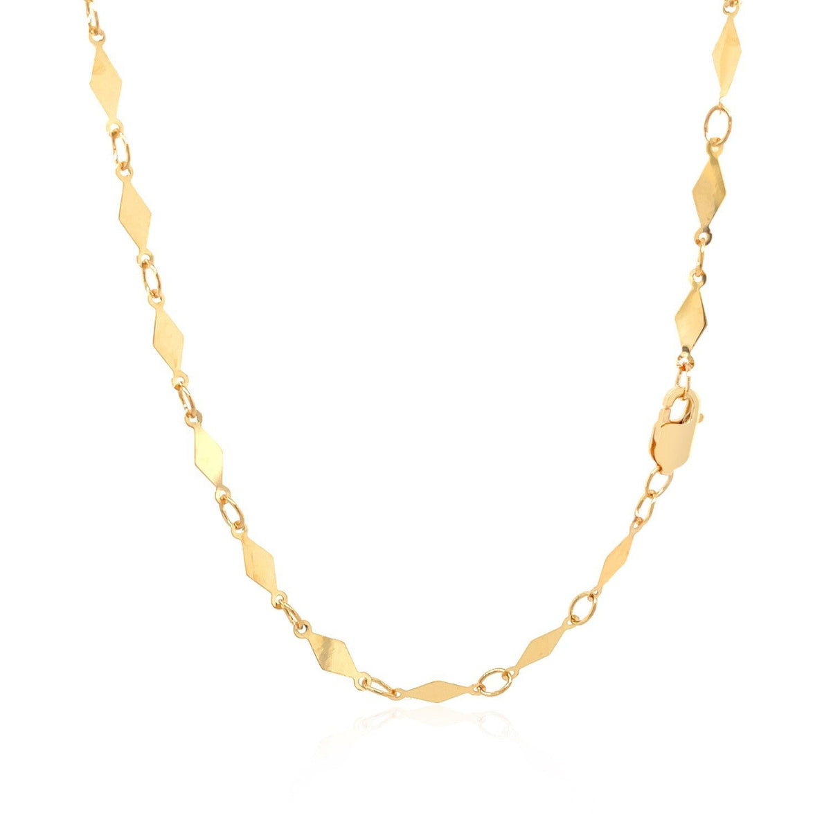 Cadena de Oro Amarillo de 14K con Motivo de Diamante Pulido (3.0mm)