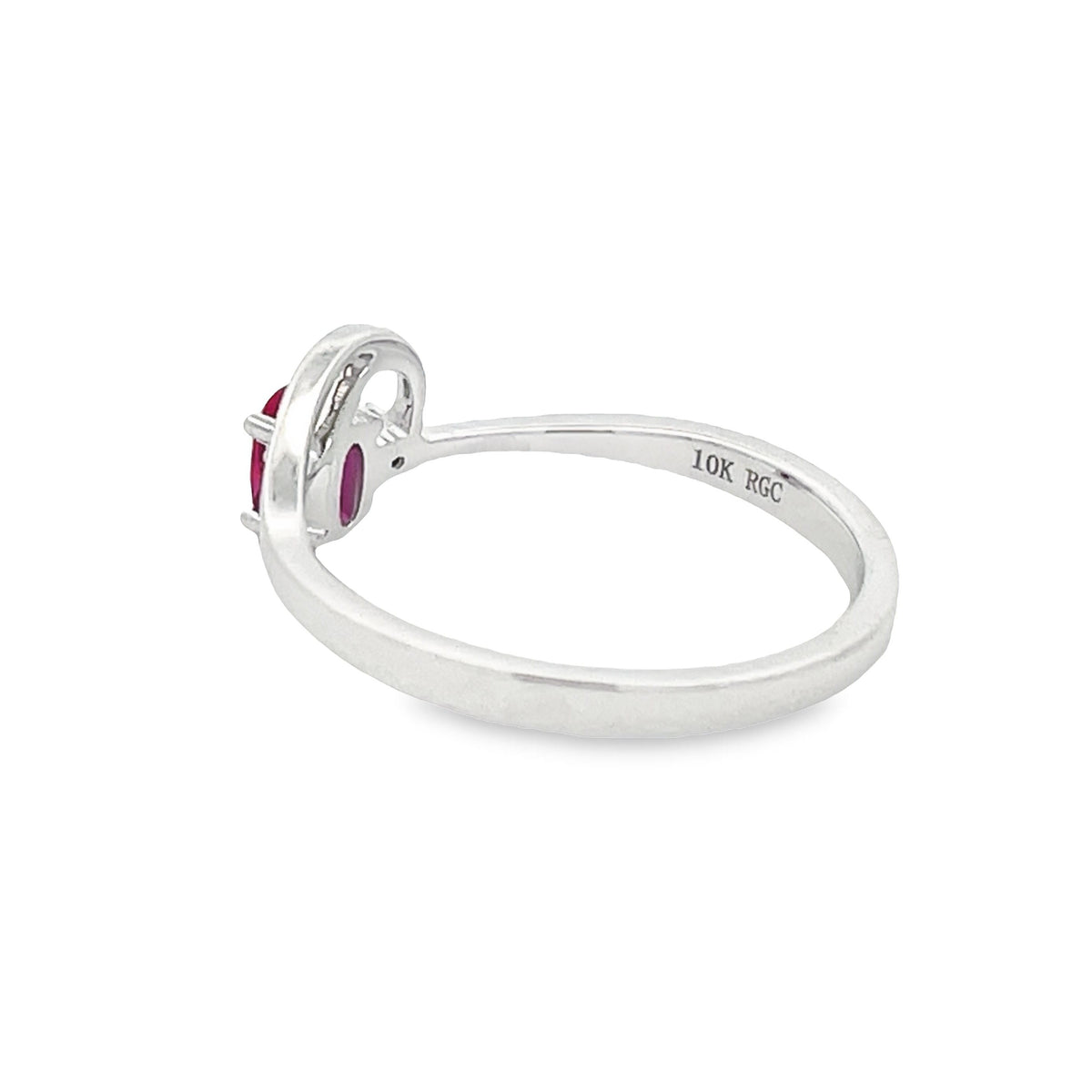 Genuine .02ct Created Ruby Diamond Ring 10KT White Gold