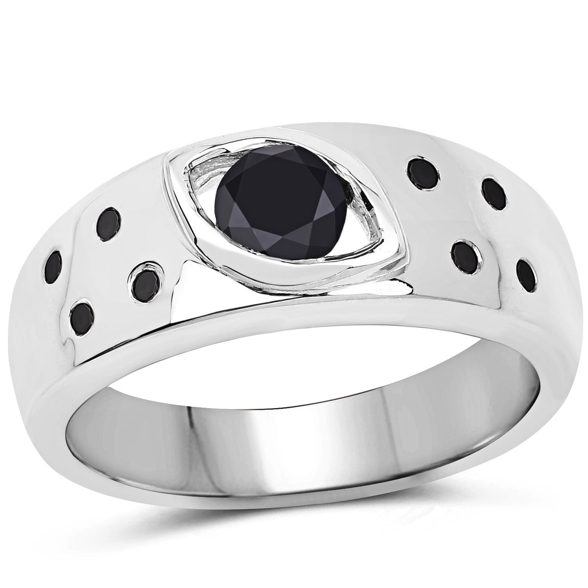 Anillo de Plata de ley .925 con Diamante Negro Genuino de 0.59 Quilates