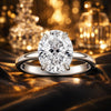 925 Sterling Silver 3.5 Carat Oval Zircon Ring with White Gold Plating for Women