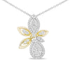14K White and Yellow Gold 5/8 Cttw Round Diamond Marquise Floral Style 18
