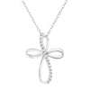 10K Yellow Gold Plated .925 Sterling Silver Diamond Accent Cross Ribbon 18
