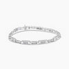 14K White Gold 1.0 Cttw Invisible Set Princess Cut Diamond Alternating Station and Link Tennis Bracelet (I-J Color, I1-I2 Clarity) - Size 7.25