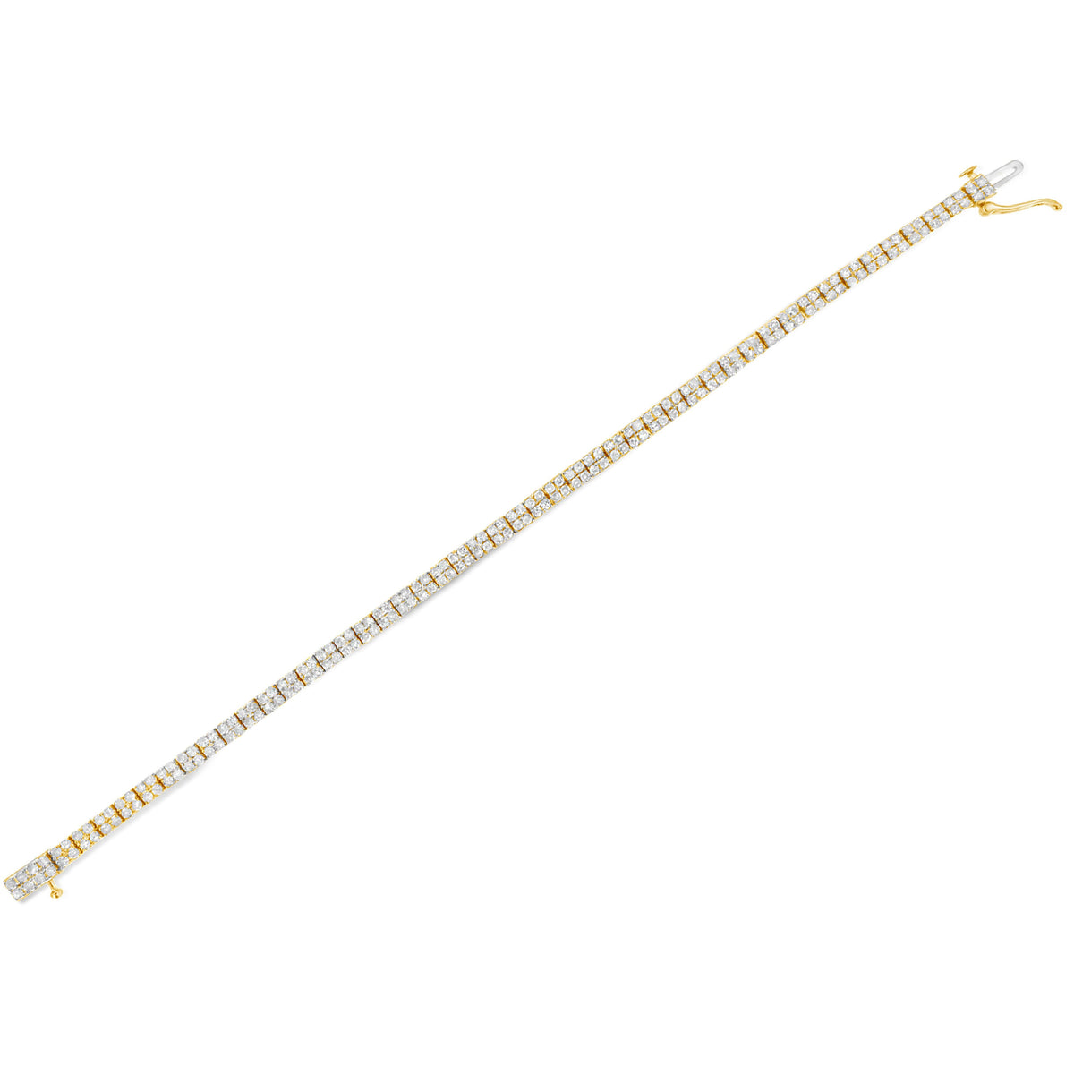 Pulsera de eslabones de oro amarillo de 14 quilates con baño de plata esterlina .925 y diamantes de 3.0 quilates (color K-L, claridad I2-I3) - 7.25"