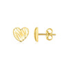 14K Yellow Gold High Polish Scribble Heart Stud Earrings