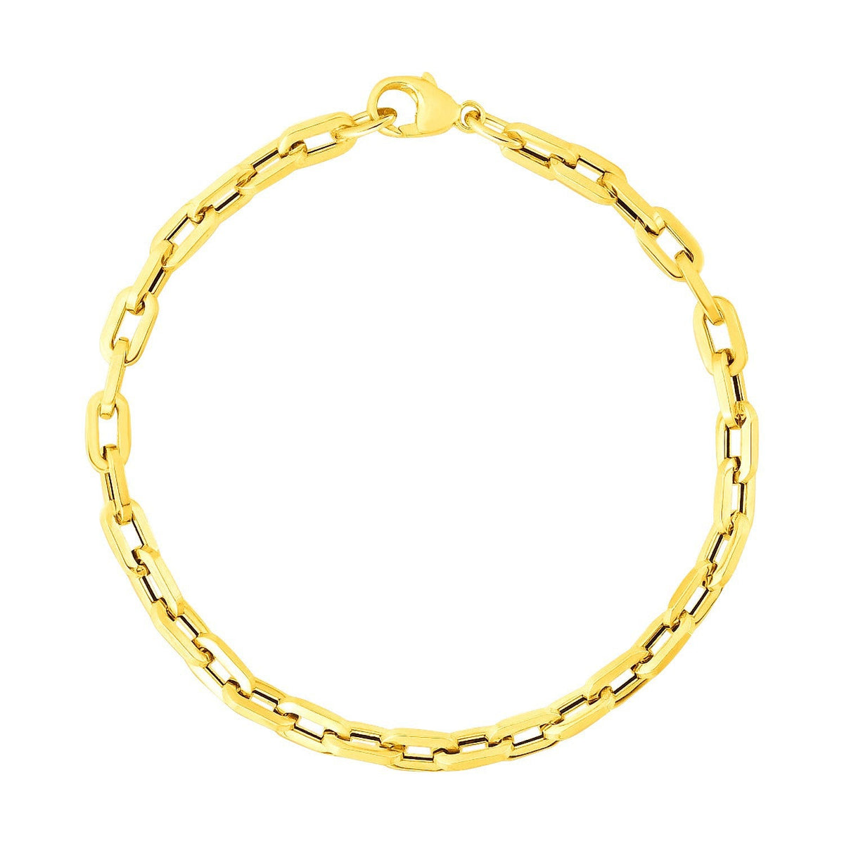Pulsera de cadena con eslabones de clip de oro amarillo de 14k y 7 1/2 pulgadas con tres eslabones de diamante
