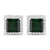 1.55 Carat Genuine Green Tourmaline and White Diamond 14K White Gold Earrings