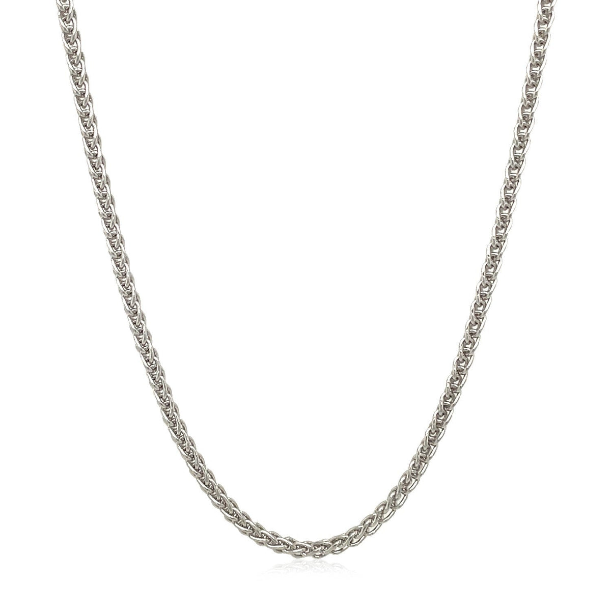 Cadena de trigo redonda de oro blanco de 14k de 2.1mm