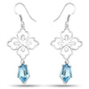 12.14 Carat Genuine Swiss Blue Topaz .925 Sterling Silver Earrings