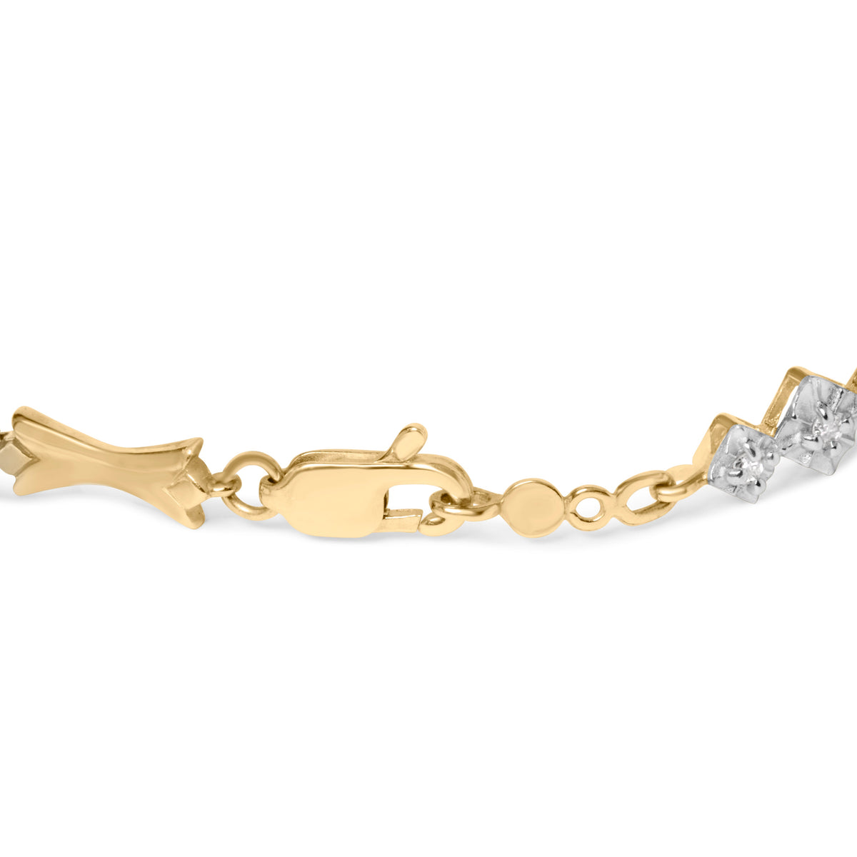 Pulsera de oro de 10k con diamantes de 1/3 Cttw con engaste milagro de barras y eslabones alternados (color I-J, claridad I1-I2) - 7.75 pulgadas