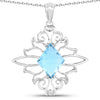 5.15 Carat Genuine Swiss Blue Topaz .925 Sterling Silver Pendant