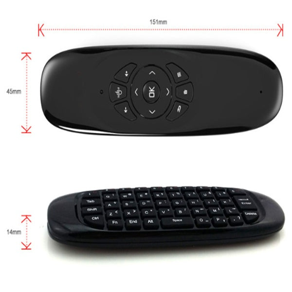 Wireless Qwerty Keyboard  - Gyroscope Air Mouse - Unique TV Remote Design - Android / Windows / Mac / Linux