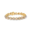 14K Yellow Gold 8.00 Cttw Champagne Diamond Floral Cluster Halo Link Bracelet (H-I Color, I1-I2 Clarity)
