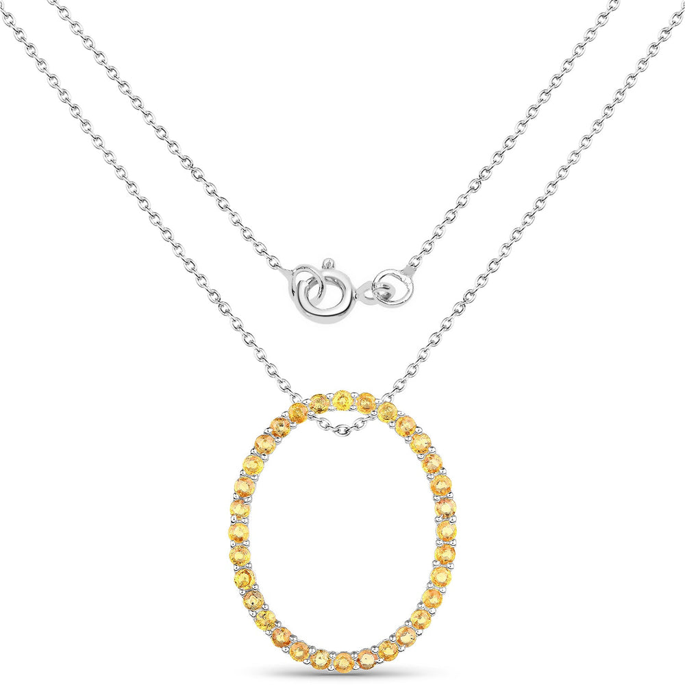 3.84 Carat Genuine Yellow Sapphire .925 Sterling Silver Pendant