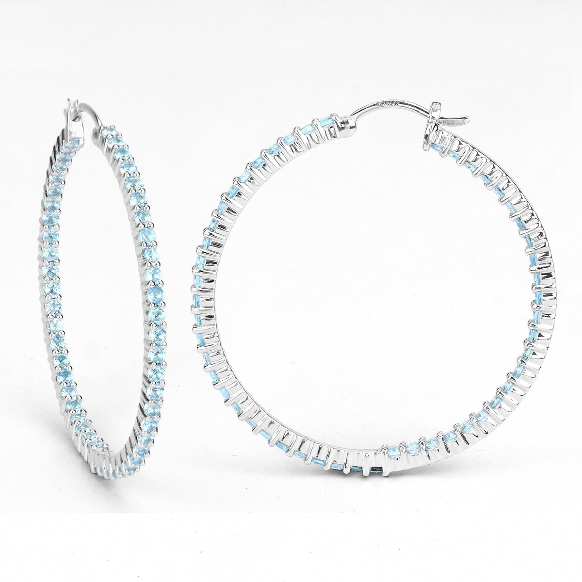 Pendientes de plata esterlina .925 con topacio azul suizo auténtico de 3,60 quilates