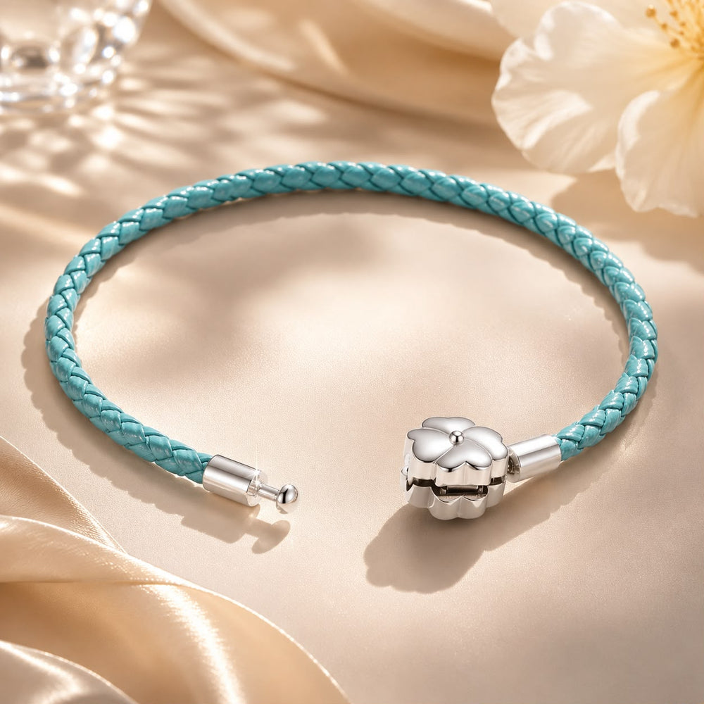 925 Sterling Silver and Leather 17cm Bracelet