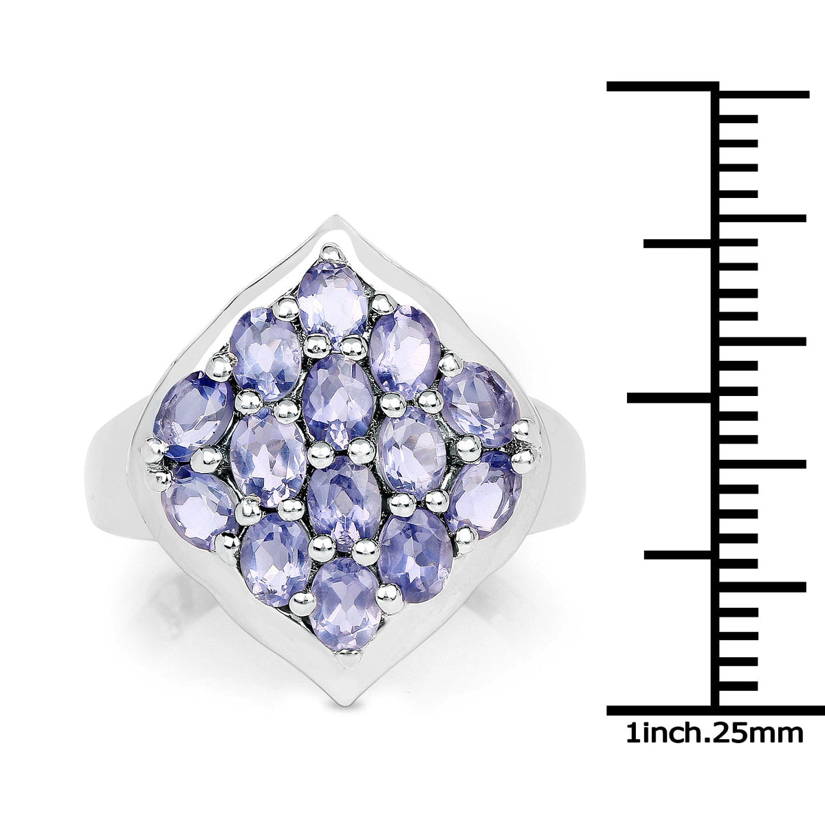 Anillo de plata de ley .925 con iolita genuina de 2.38 quilates