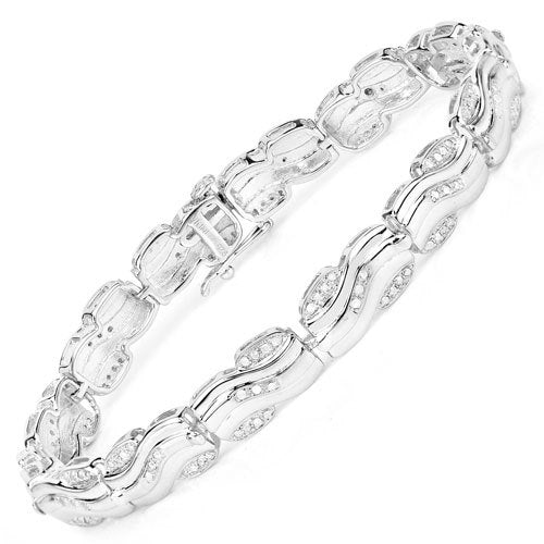 Pulsera de Plata de ley .925 con Diamantes Blancos Genuinos de 0,84 Quilates