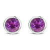 .925 Sterling Silver 6MM Bezel Set Created Purple Amethyst Solitaire Stud Earrings