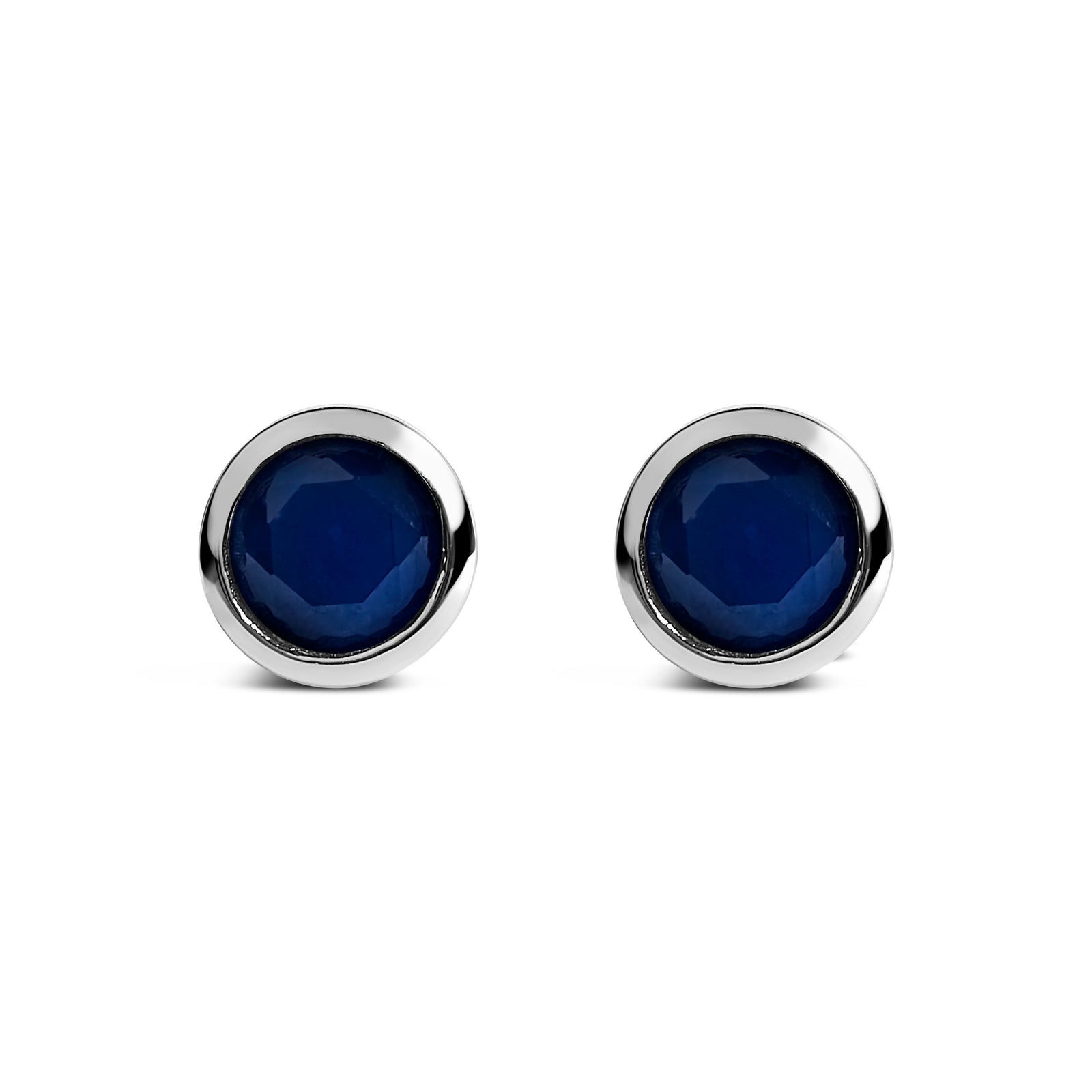 .925 Sterling Silver 6MM Bezel Set Created Purple Amethyst Solitaire Stud Earrings