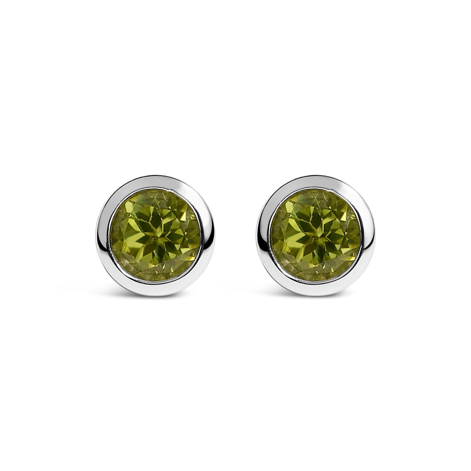 .925 Sterling Silver 6MM Bezel Set Created Purple Amethyst Solitaire Stud Earrings