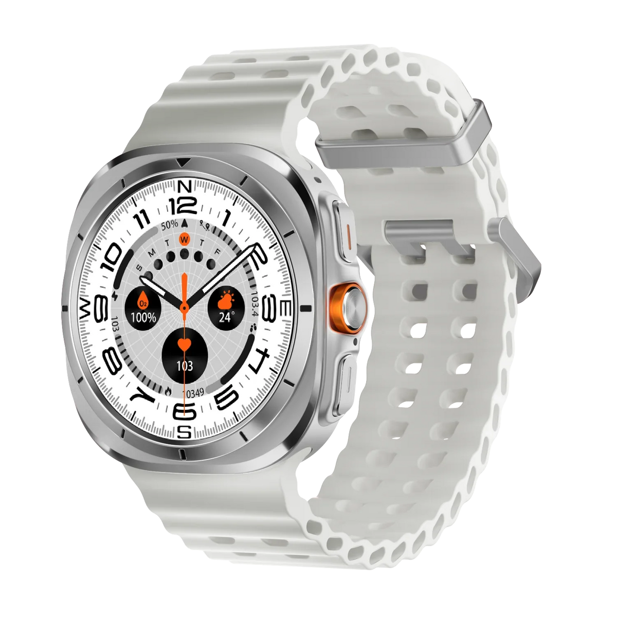 Reloj inteligente Gulaxy Watch Ultra 47 mm 2025 con monitor de frecuencia cardíaca, monitor de sueño y actividad física, de titanio con correas color azul marino. 