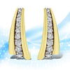 10K Yellow Gold Plated .925 Sterling Silver 1.00 Cttw Round Diamond Graduated Huggie Stud Earrings (I-J Color, I2-I3 Clarity)