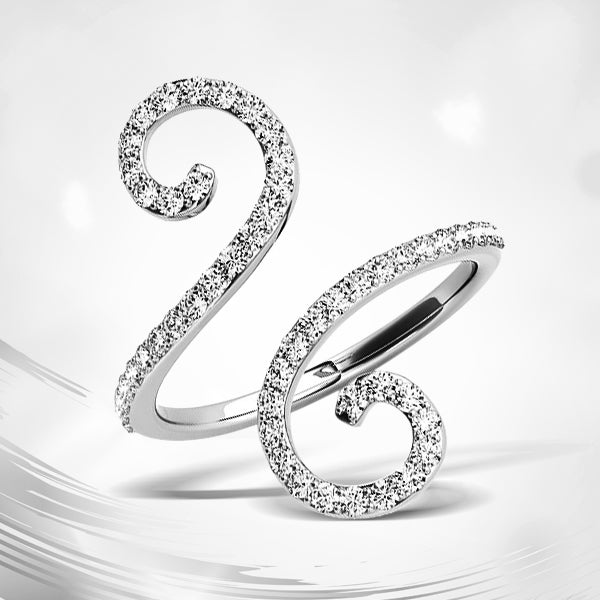 Anillo estilo calado abierto con diamantes en oro blanco de 14k (1/2 quilate de peso total)