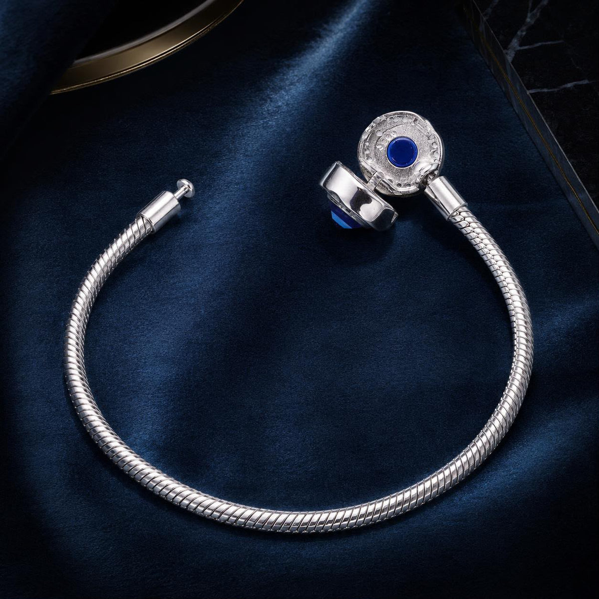 925 Sterling Silver Bracelet with CZ & Resin, Size 17.0 - изображение 2 из 9