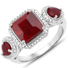 Anillo de plata esterlina .925 con rubí teñido de 3.65 quilates