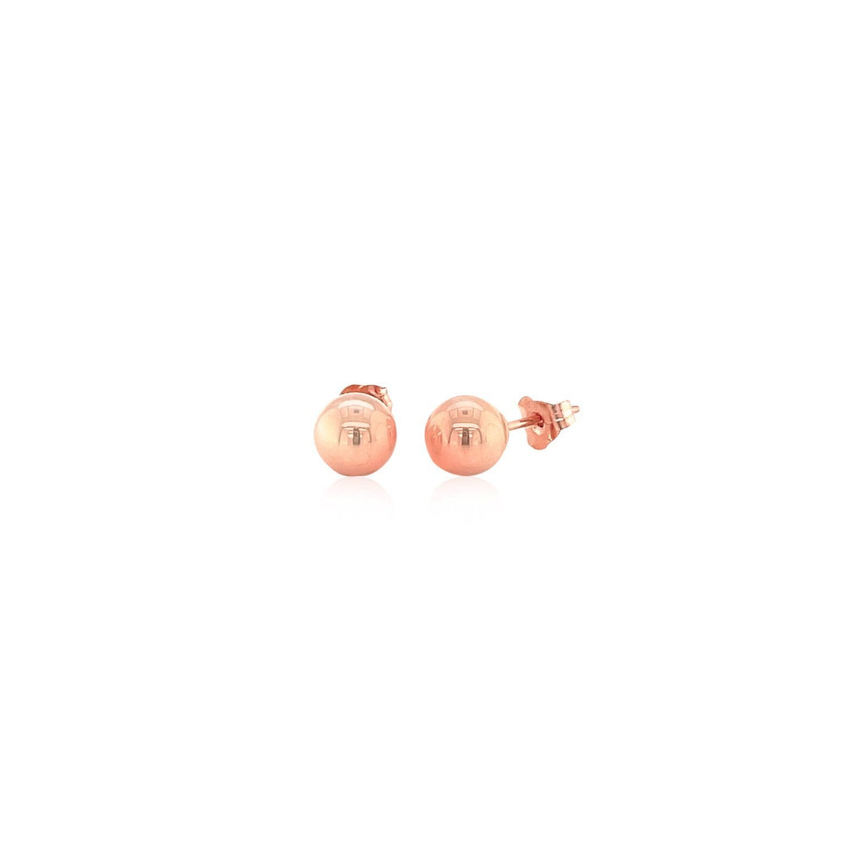 Pendientes de botón clásicos redondos de oro rosa de 14k (6.0 mm)