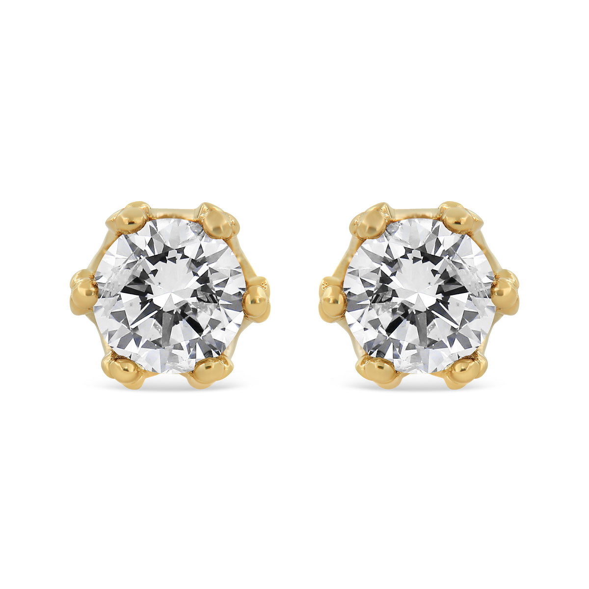 14K White Gold 1/2 Cttw Round Diamond Crown Stud Earring (I-J Color, I1-I2 Clarity)