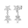 Pendientes colgantes florales de marquesa con diamantes de oro blanco de 18k y 6.0 Cttw (color E-F, claridad VS1-VS2)