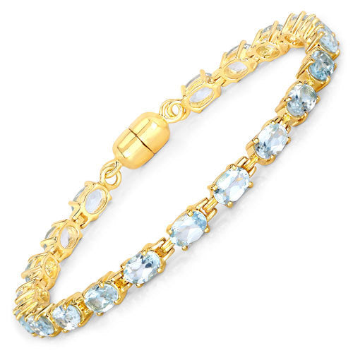 Pulsera de 10,20 quilates de topacio azul genuino de plata de ley 925