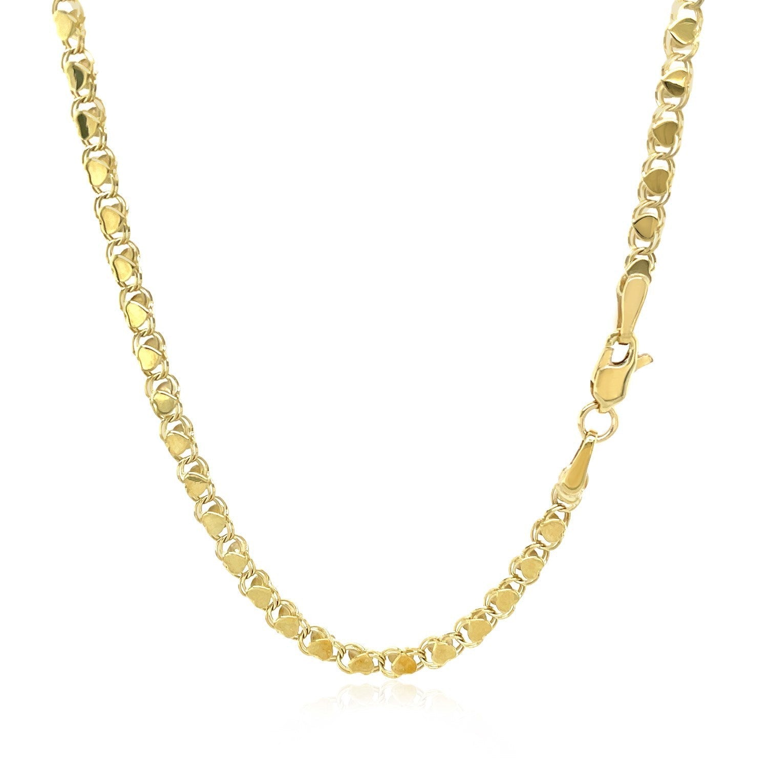 Cadena Corazón de Oro Amarillo de 14k y 2.9mm