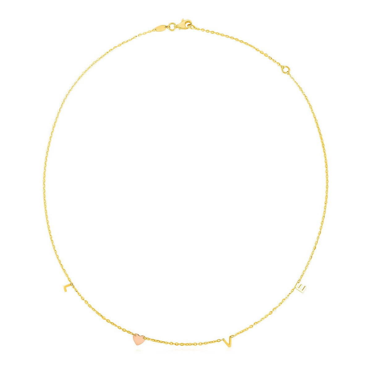 Collar de oro de 14 quilates de dos tonos con la palabra "Love"