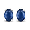 0.96 Carat Genuine Blue Sapphire 14K White Gold Earrings