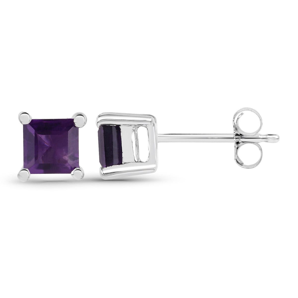 0.80 Carat Genuine Amethyst .925 Sterling Silver Earrings - изображение 2 из 4