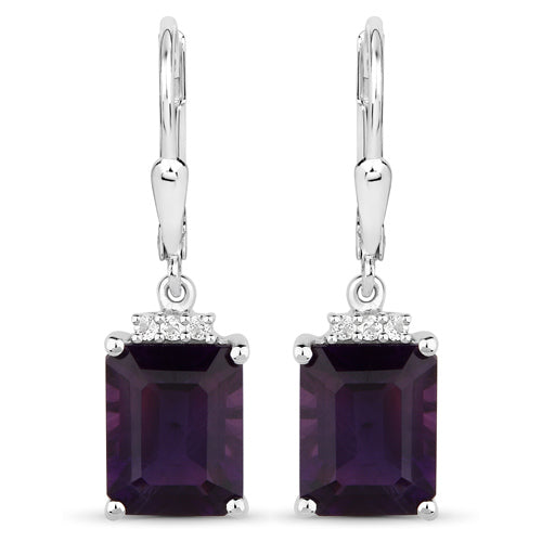 Серьги из серебра 925 пробы с натуральными аметистами 6,63 карата