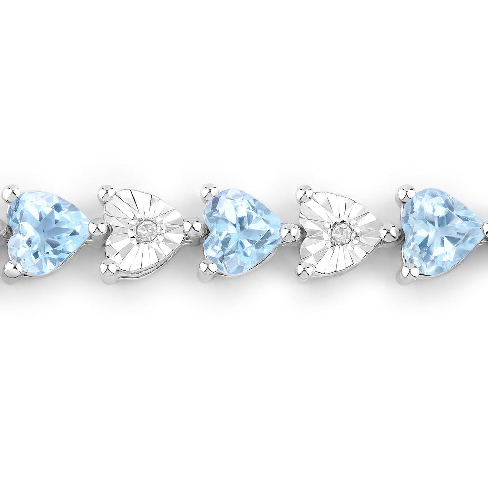 Pulsera de plata de ley .925 con topacio azul genuino de 7,64 quilates y diamantes blancos
