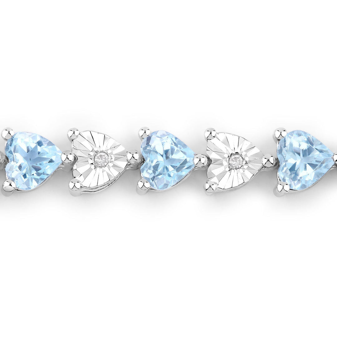 Pulsera de plata de ley .925 con topacio azul genuino de 7,64 quilates y diamantes blancos