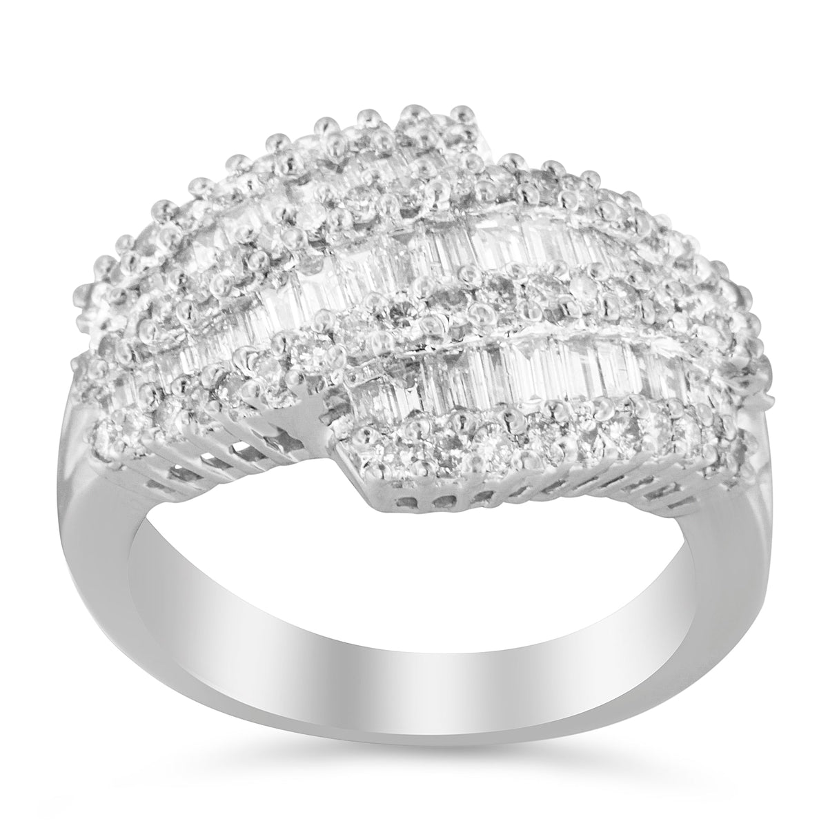 Anillo de cóctel de oro blanco de 14 quilates con diamantes (1 3/4 Cttw, color H-I, claridad SI2-I1) - Talla 6-1/2