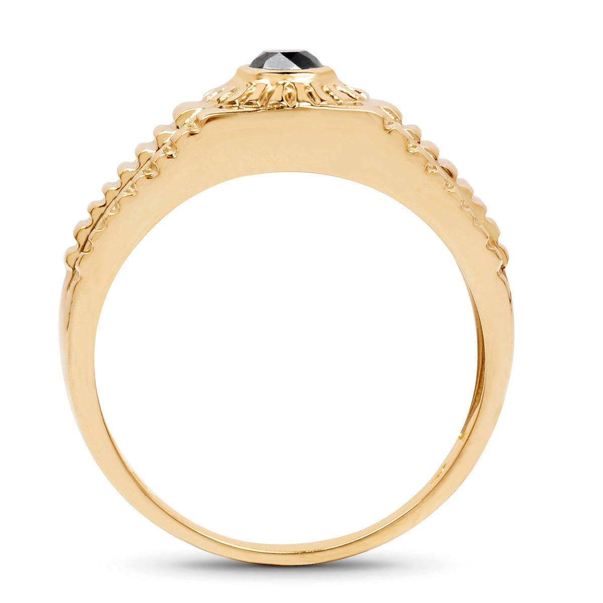 Anillo de Plata Fina .925 con Diamante Negro Genuino de 0.20 Quilates