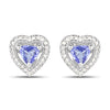 1.20 Carat Genuine Tanzanite & White Diamond .925 Sterling Silver Earrings